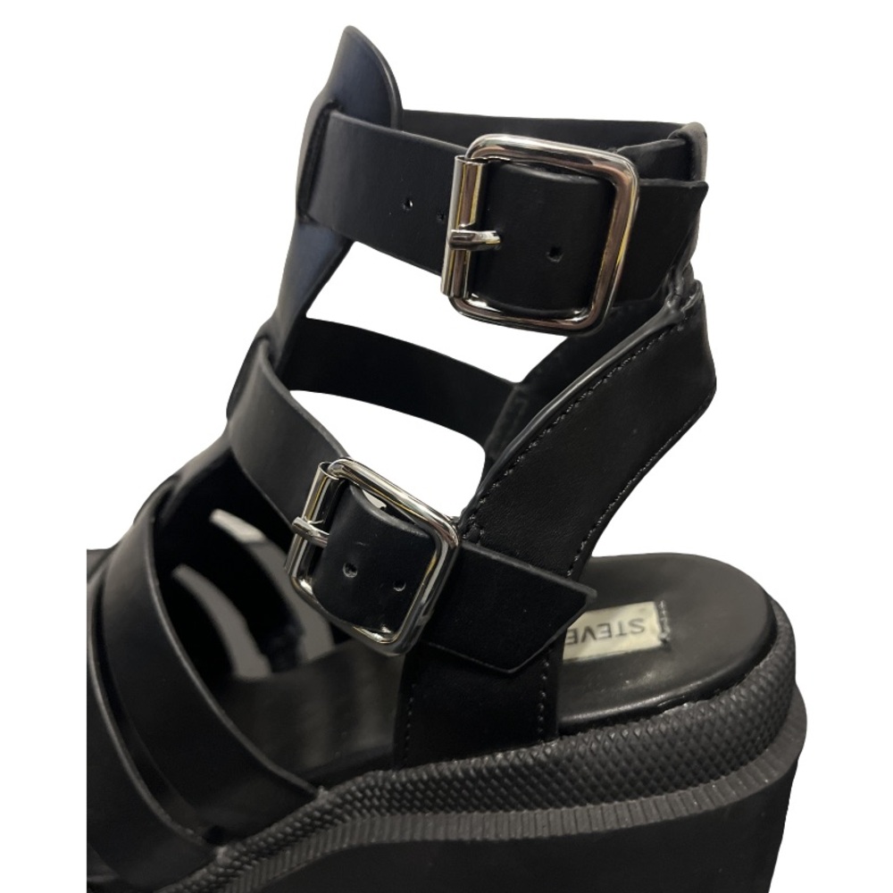 Steve Madden Black Chunky Platform Heels - Picture 6 of 9